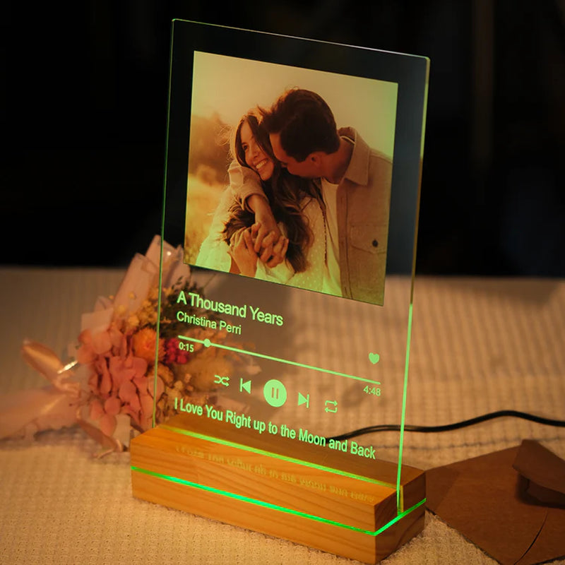 Personalized Acrylic Plaque with Custom Song and LED Night Light