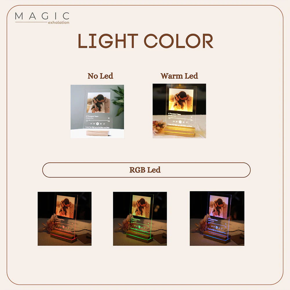 Personalized Acrylic Plaque with Custom Song and LED Night Light