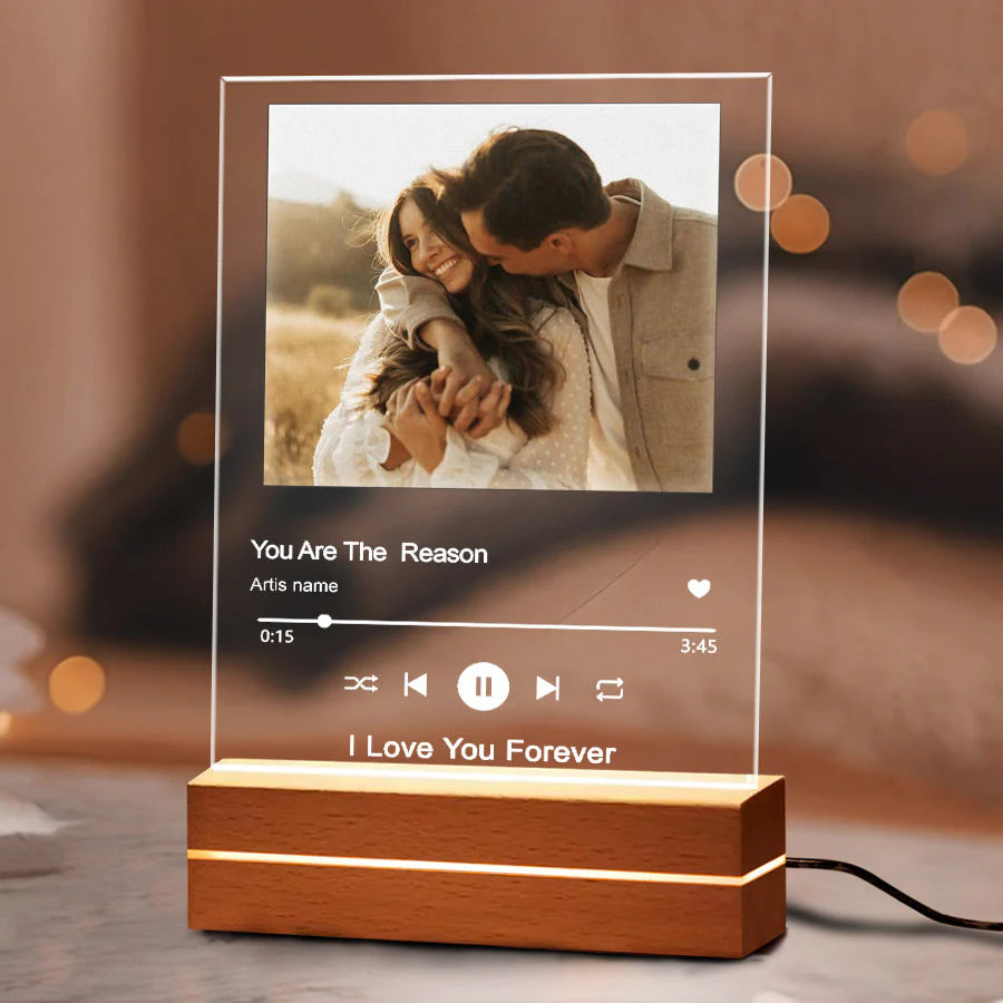 Personalized Acrylic Plaque with Custom Song and LED Night Light