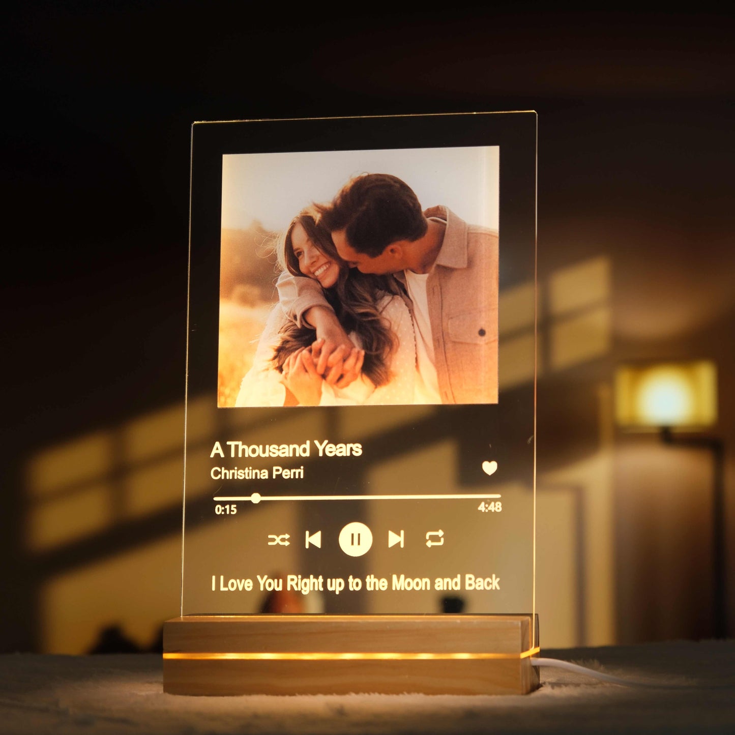 Personalized Acrylic Plaque with Custom Song and LED Night Light